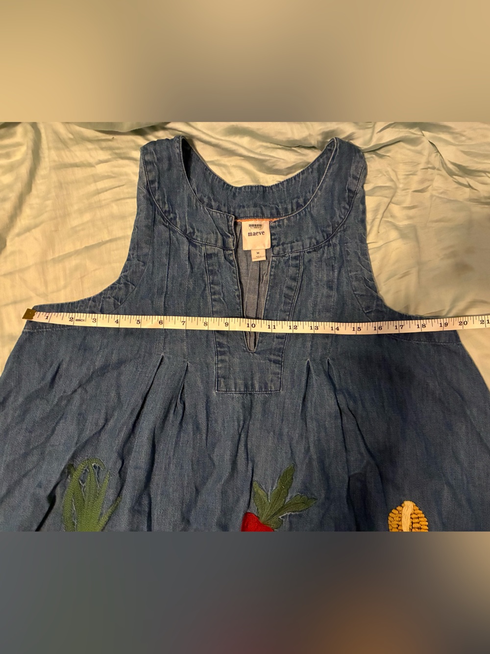Maeve Veggie Sleeveless V-Neck Dress with Colorful Vegetable Embroidery - Picture 7 of 7